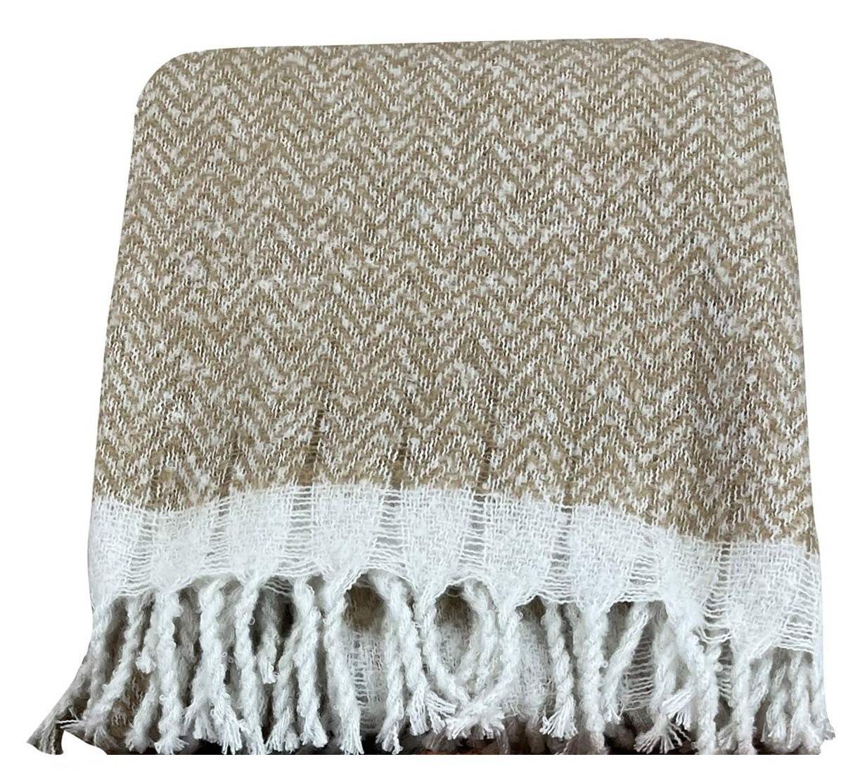 Tarrington House Плед мелкая елочка полиэстер бежевый 605г, 130 x 170см