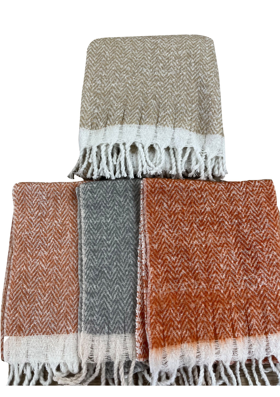 Tarrington House Плед мелкая елочка полиэстер бежевый 605г, 130 x 170см