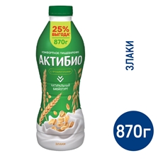 Йогурт питьевой Актибио злаки 1.8%, 870г