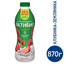 Йогурт питьевой Актибио клубника-земляника 1.5%, 870г