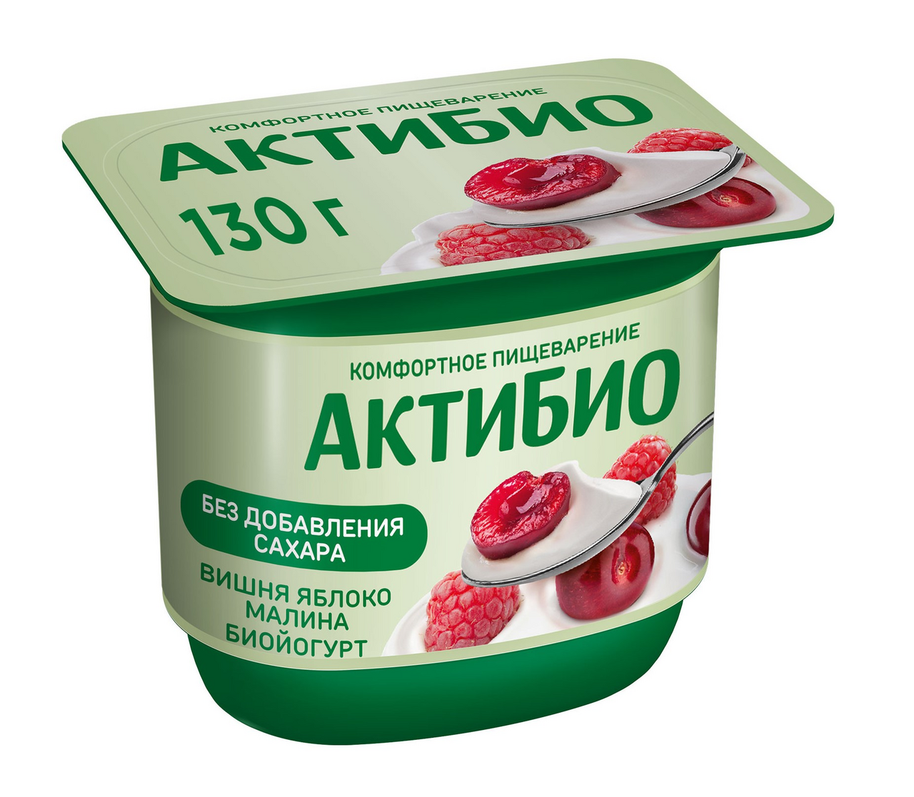 Йогурт Актибио вишня-яблоко-малина 2.9%, 130г купить с доставкой на дом,  цены в интернет-магазине