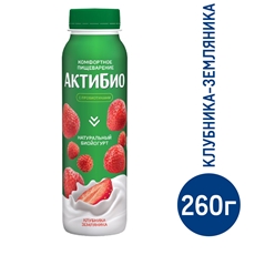 Йогурт питьевой Актибио клубника-земляника 1.5%, 260г