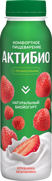 Йогурт питьевой Актибио клубника-земляника 1.5%, 260г