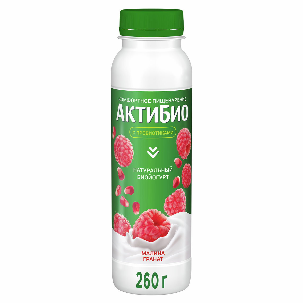 Йогурт питьевой Актибио малина-гранат 1.5%, 260г