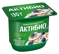 Йогурт Актибио черника-злаки-лен 3%, 130г
