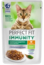 Корм консервированный Perfect Fit для взрослых кошек иммунитет индейка-спирулина-желе, 75г