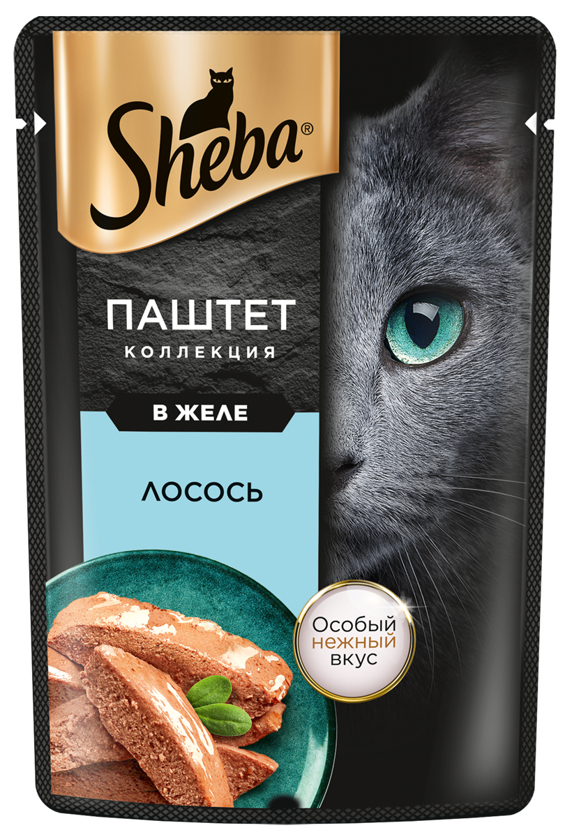 Корм влажный Sheba для взрослых кошек паштет-лосось, 75г купить с доставкой  на дом, цены в интернет-магазине