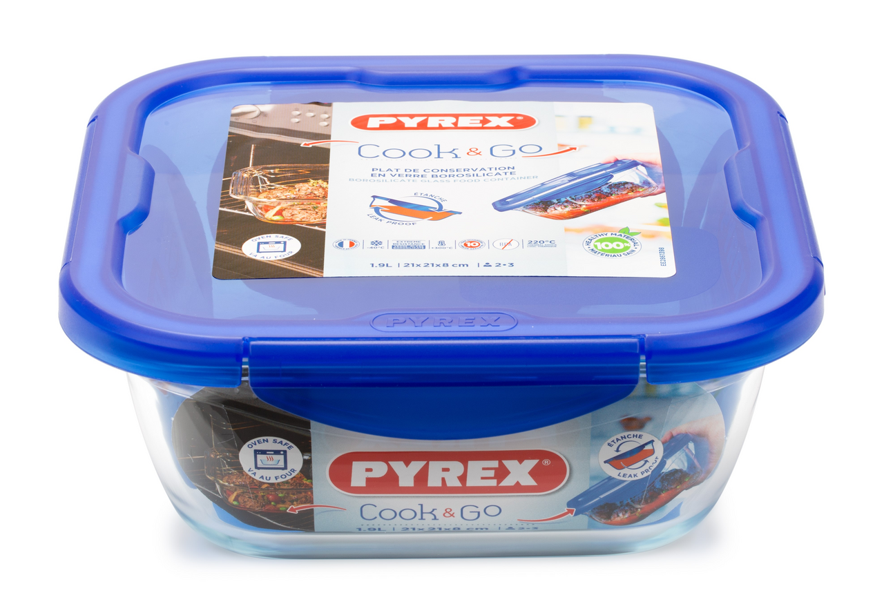Изображение товара Форма Pyrex Cook&Go с крышкой 21 x 21 x 8см, 1.9л