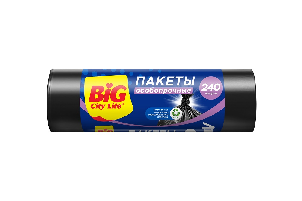 Пакеты для мусора Big City Life черные особопрочные 240л, 5шт