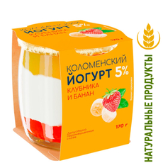 Йогурт Коломенское Клубника-банан 5%, 170г