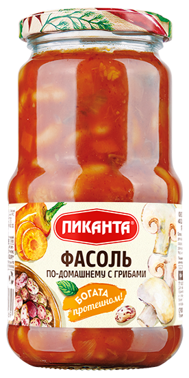 Фасоль белая Пиканта По-домашнему с грибами, 470г