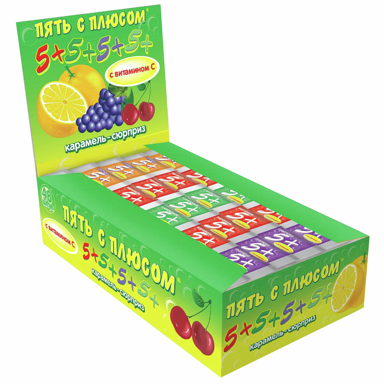 Карамель леденцовая 5+ с витамином С, 18г х 48 шт