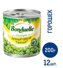 Горошек Bonduelle зеленый, 200г x 12 шт