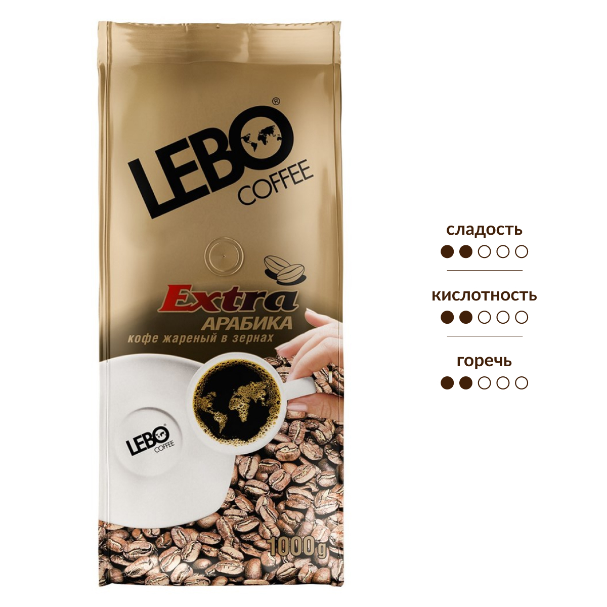 Изображение товара Кофе Lebo Extra в зернах 1 кг – ароматный и глубокий вкус высокого качества