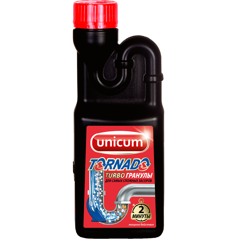 Изображение товара Средство для удаления засоров Unicum Торнадо гранулированное 600г - быстрое и эффективное решение