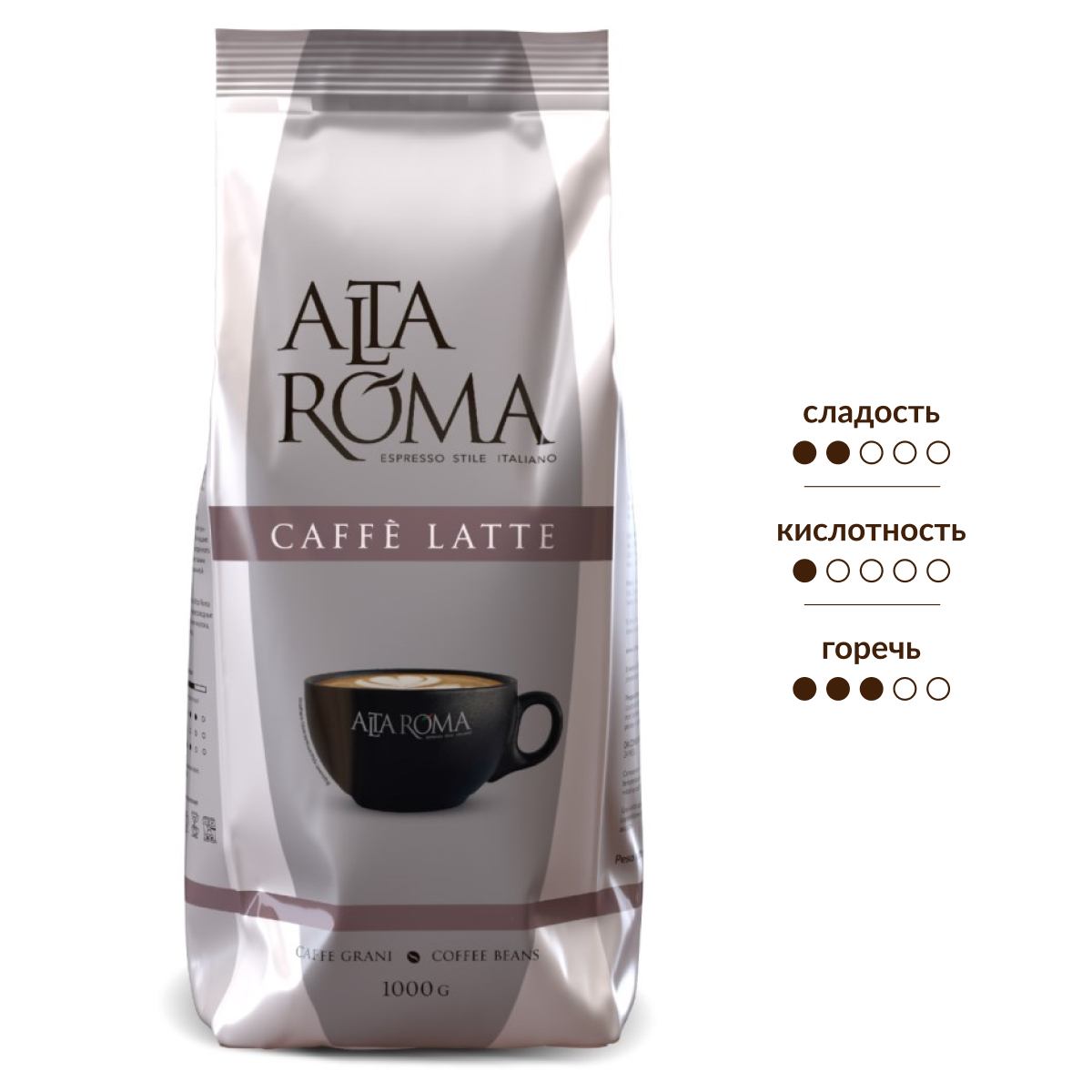 Изображение товара Кофе в зернах Alta Roma Caffe Latte 1 кг средняя обжарка робуста
