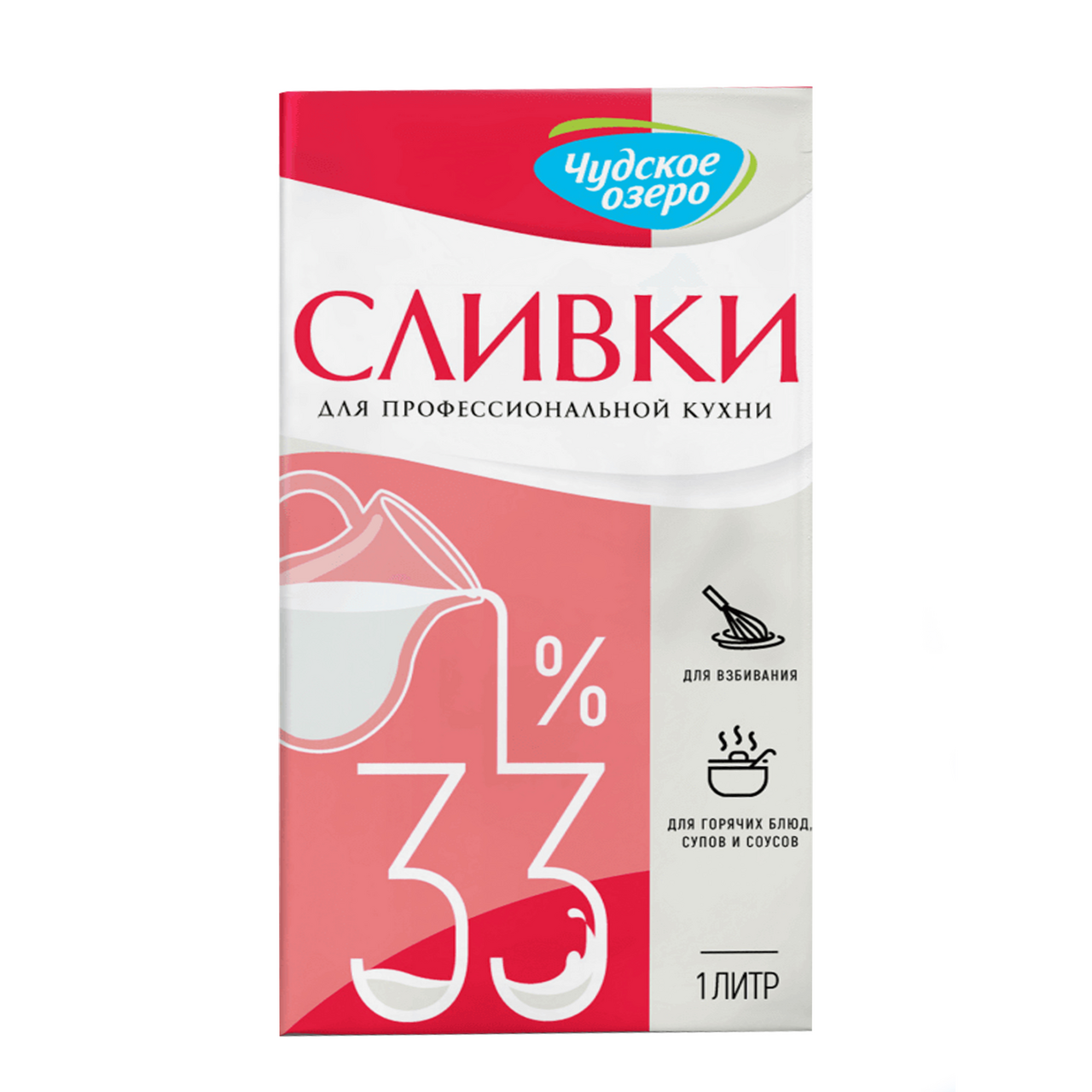 Сливки Чудское озеро для взбивания ультрапастеризованные 33%, 1л купить с  доставкой на дом, цены в интернет-магазине