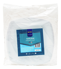 METRO PROFESSIONAL Тарелка одноразовая квадратная пластиковая белая 18 х 18см, 6шт