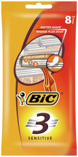 Бритва одноразовая мужская BIC 3 Sensitive 3 лезвия увлажняющая полоска, 8 шт