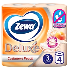 Туалетная бумага Zewa Deluxe Персик 3-слойная, 4 рулона