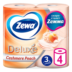 Туалетная бумага Zewa Deluxe Персик 3-слойная, 4 рулона
