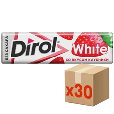 Жевательная резинка Dirol White без сахара со вкусом клубники, 14г x 30 шт