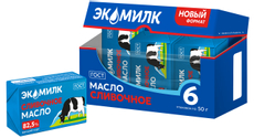 Масло сливочное Экомилк Традиционное ГОСТ 82.5% (50г x 6шт), 300г