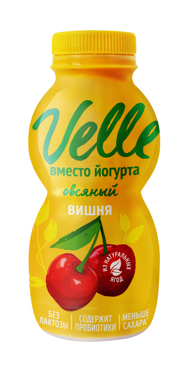 Изображение товара Питьевой овсяный йогурт Velle вишня 230 г натуральный растительный напиток