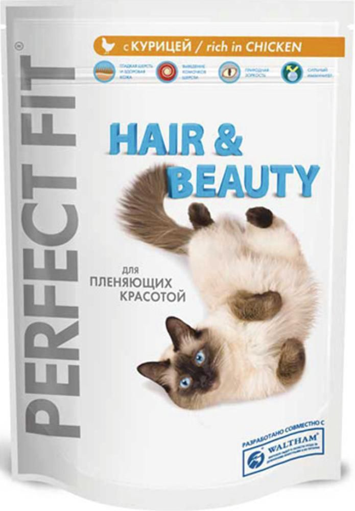 Корм для кошек PERFECT FIT Hair&Beauty с Курицей, 750г купить с ...