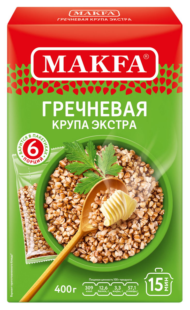 Крупа гречневая Makfa ядрица экстра, 400г купить с доставкой на дом, цены в  интернет-магазине