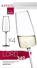 Набор бокалов для шампанского Rona Lord, 340мл x 4шт