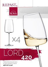 Набор бокалов для вина Rona Lord, 420мл x 4шт