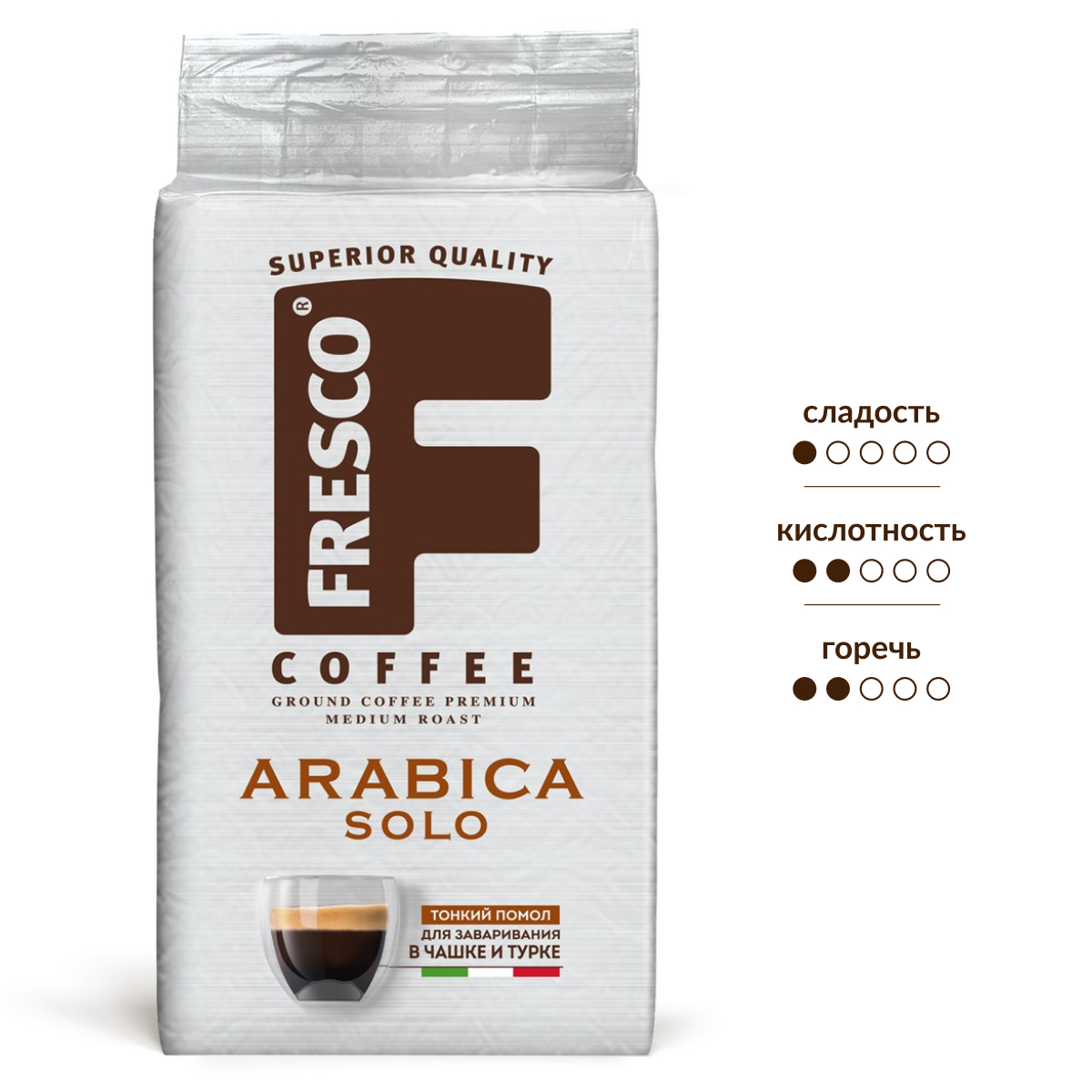 Изображение товара Кофе Fresco Arabica solo молотый 250г для чашек и турок