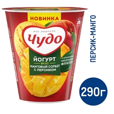 Йогурт питьевой Чудо манговый сорбет с персиком 2%, 290г