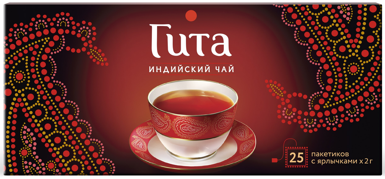 Изображение товара Чай черный Гита индийский в пакетиках (2г x 25шт), 50г