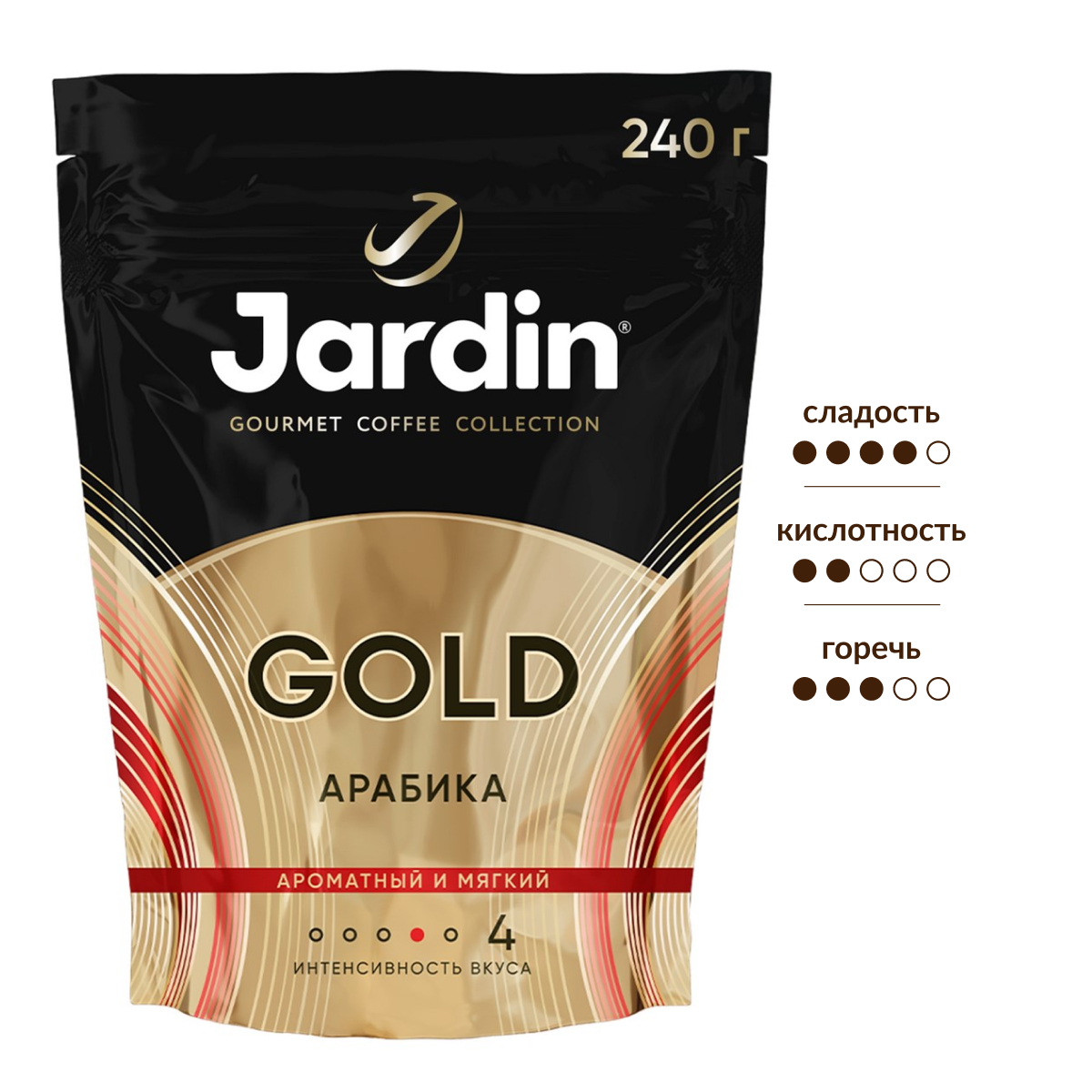 Изображение товара Кофе Jardin Gold растворимый 240 г - насыщенный вкус и аромат