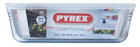 Изображение товара Форма для запекания с крышкой Pyrex Cook&Freez 2.6л фарфоровая из боросиликатного стекла