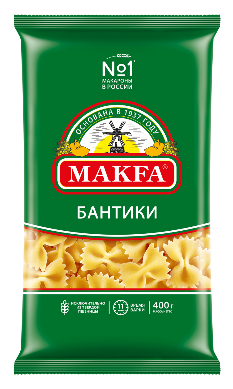 Макароны Makfa Бантики, 400г купить с доставкой на дом, цены в  интернет-магазине