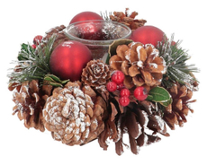 Венок-подсвечник красно-зеленый, 19см