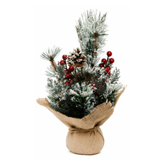 Новогодний букет с шишками и ягодами в мешочке, 28см