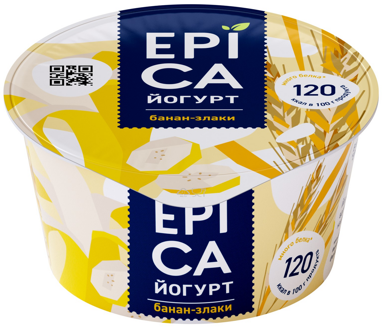 Йогурт Epica банан-злаки 4.9%, 130г