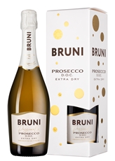 Вино игристое Bruni Prosecco Экстра белое сухое в подарочной упаковке, 0.75л