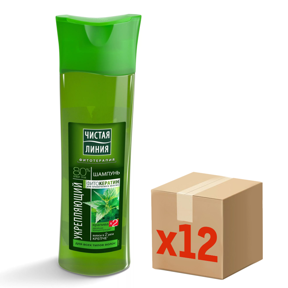 Изображение товара Укрепляющий шампунь Чистая Линия с крапивой для всех типов волос 400 мл, 12 шт