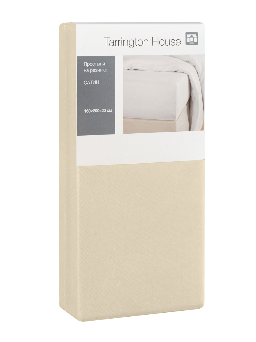 Tarrington House Простыня на резинке сатин ваниль, 160 x 200 x 20см