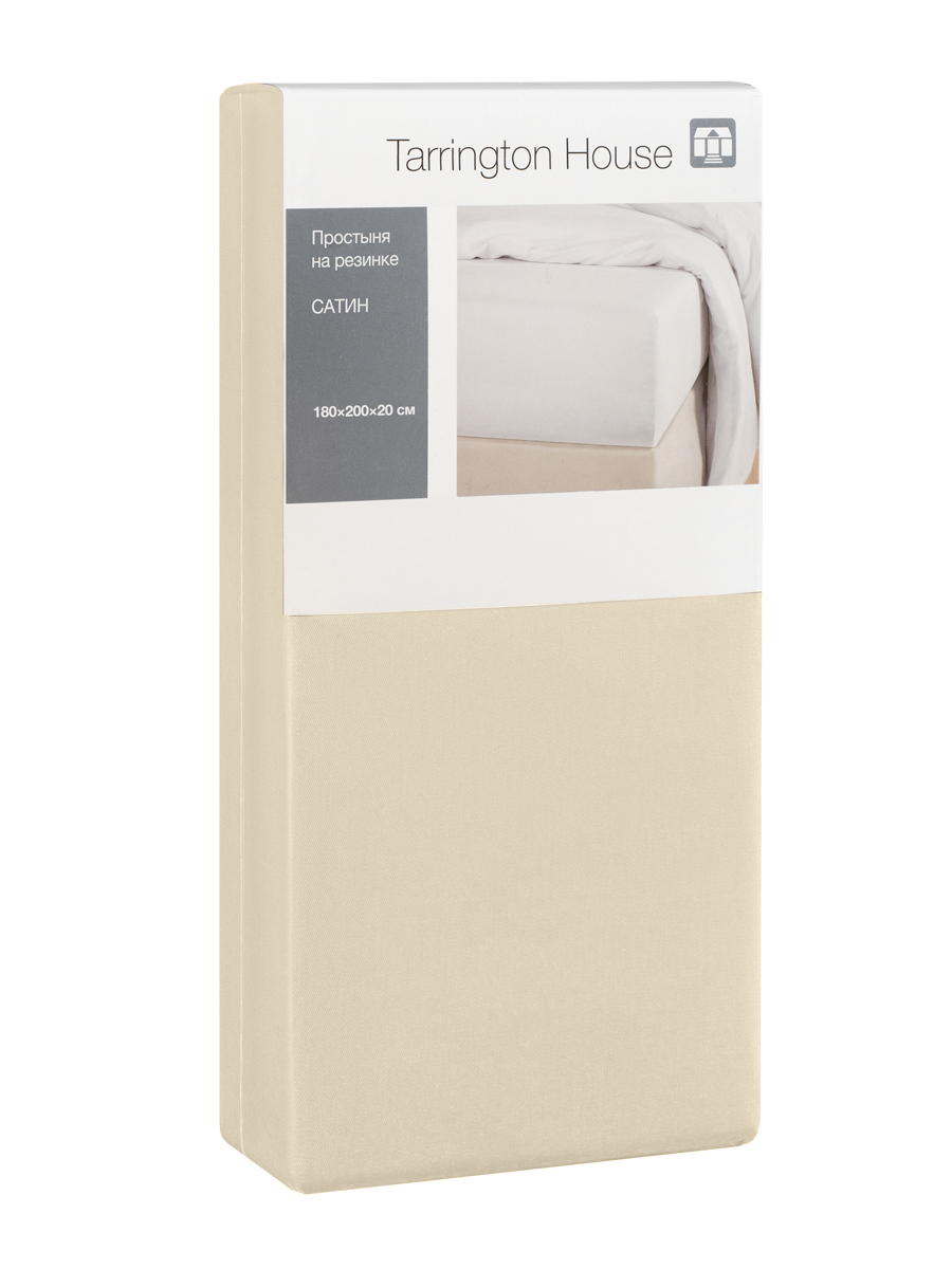 Tarrington House Простыня на резинке сатин ваниль, 180 x 200 x 20см