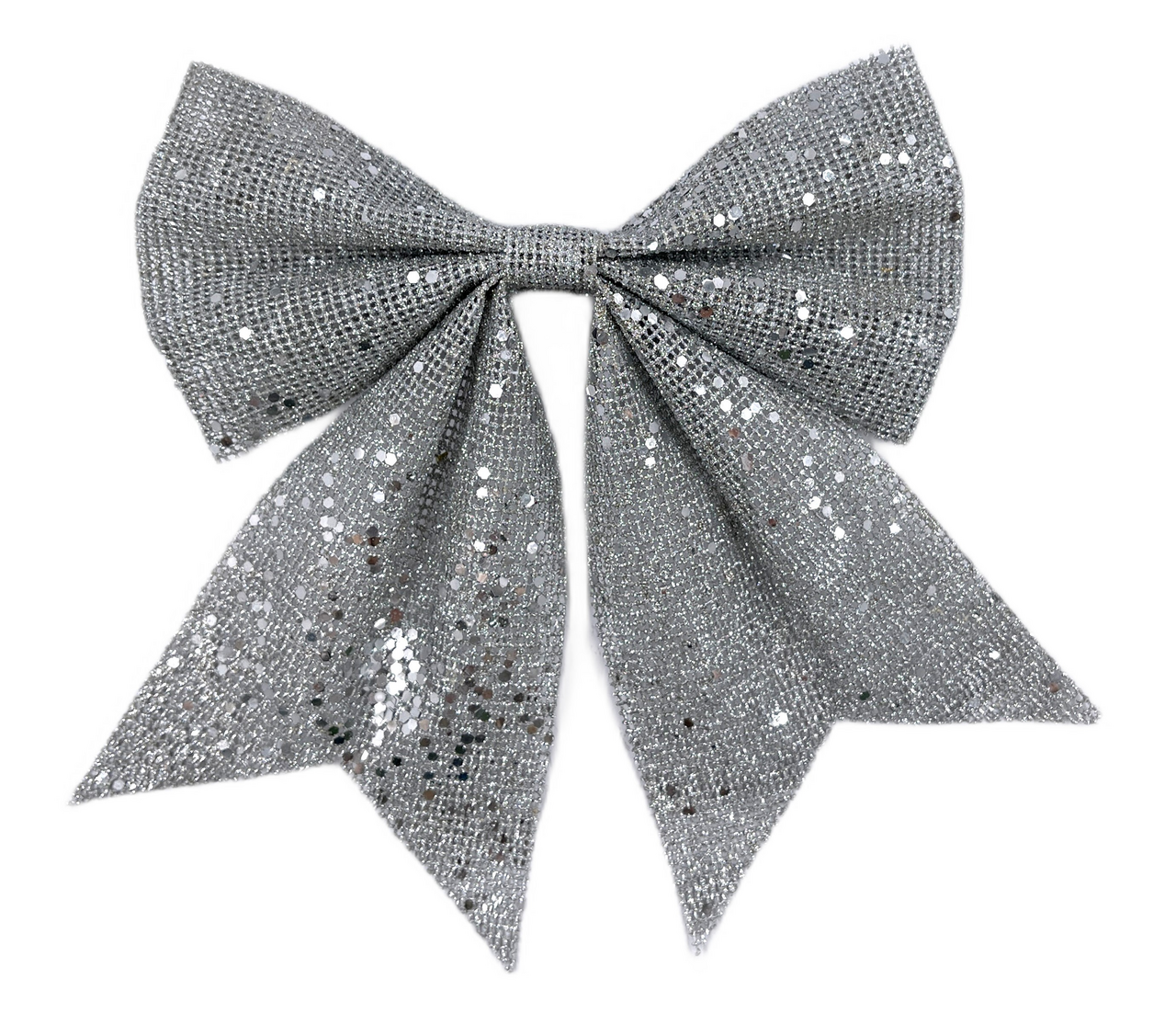 Бант с пайетками ChristmasDeLux серебро, 20 x 24см