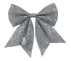 Бант с пайетками ChristmasDeLux серебро, 20 x 24см