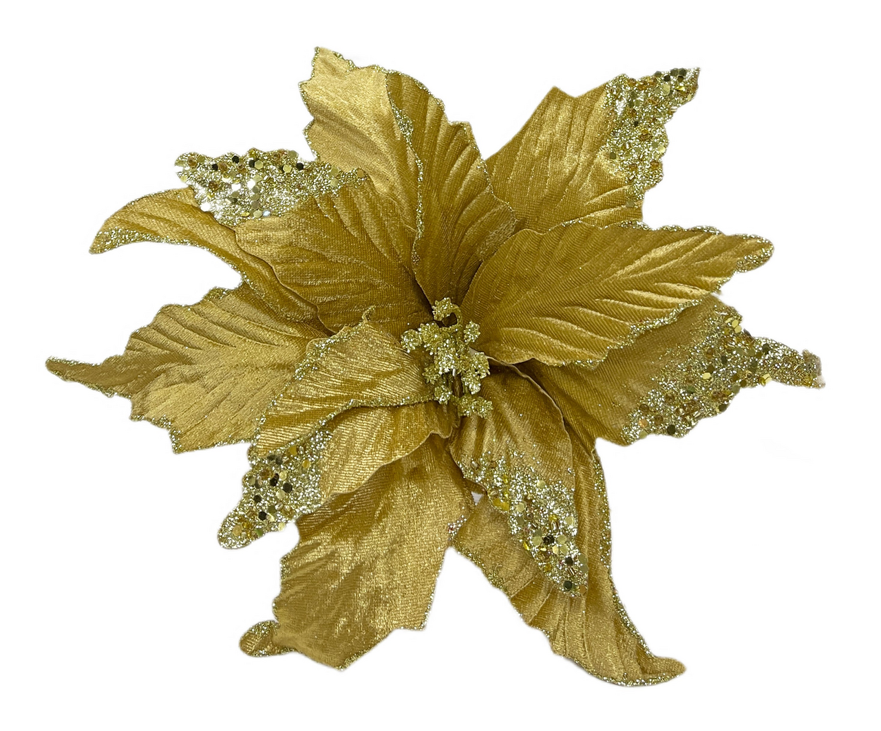 Декоративный цветок Пуансеттия ChristmasDeLux золото, 30см