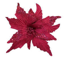 Декоративный цветок Пуансеттия ChristmasDeLux красный, 30см