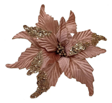 Декоративный цветок Пуансеттия ChristmasDeLux розовый, 30см